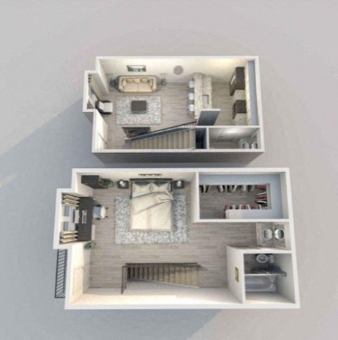 Floor plan for 1 bed, 1.5 baths, 812 sqft